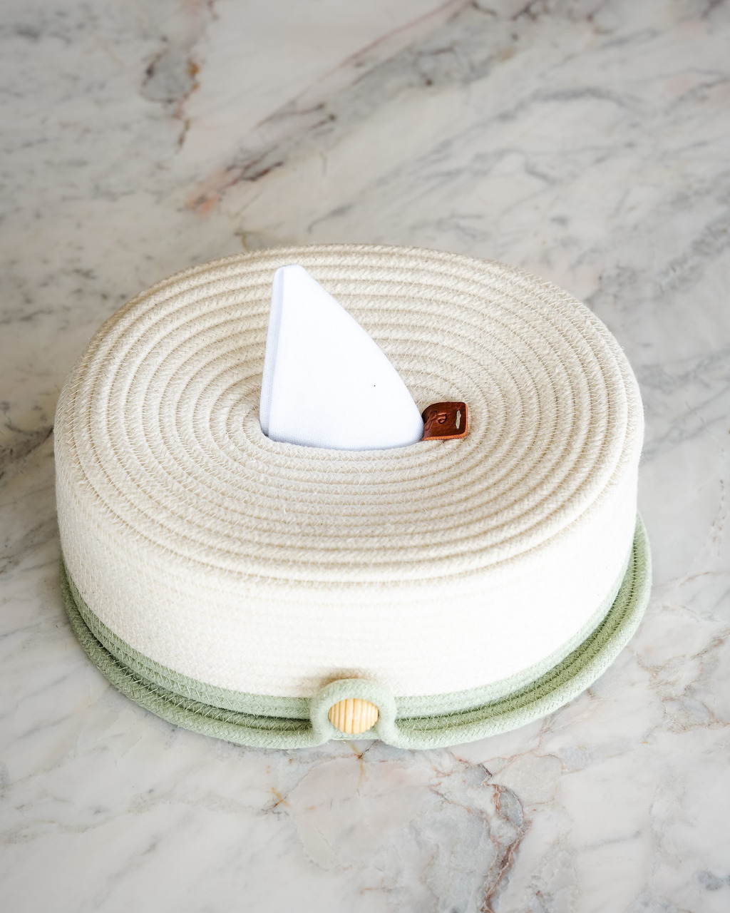 Porta-Guardanapo de Mesa de Corda Off White e Pistache